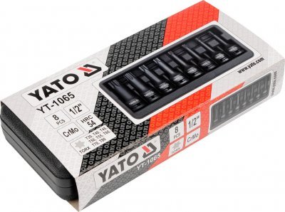 Yato Sada nástavců 1/2" rázové 8 ks T30-T80 torx CrMo YT-1065