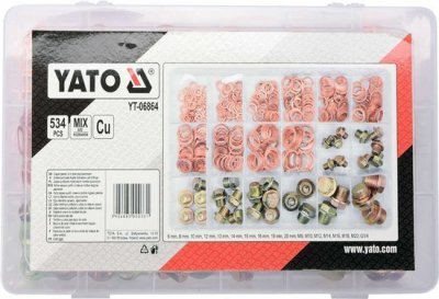 Yato Vypouštěcí podložky a zátky 534 ks. mix velikostí YT-06864