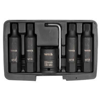 Yato Sada nástavců 3/4" rázové 6 ks M12-M18 vícezubé CrMo YT-1157