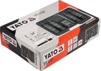 Yato Sada nástavců 3/4" rázové 6 ks M12-M18 vícezubé CrMo YT-1157