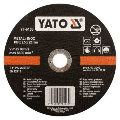 Yato Kotouč na kov 115 x 22 x 1,2 mm INOX YT-6101