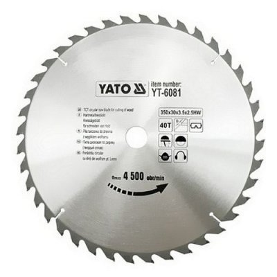 Yato Kotouč na dřevo 350 x 30 mm 40z YT-6081