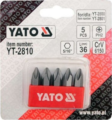 Yato 5 ks sada nástavců ph2 rázového šroubováku YT-2810