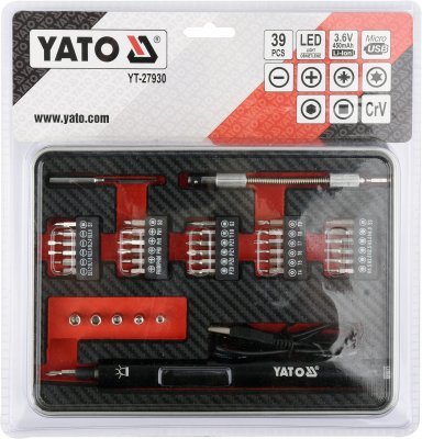 Yato Přesný aku šroubovák 3,6V SET 39Ks YT-27930