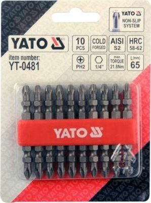 Yato Oboustranné Bity křížové 1/4" PH2x65 mm 10 ks YT-0481