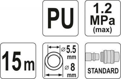 Yato Spirálová hadice 5,5mm x 8mm x 15m YT-24203