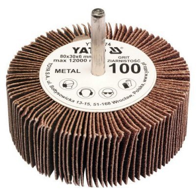 Yato Kotouč lamelový radiální 80x30mm P120 s hřídelí 6 mm YT-83375