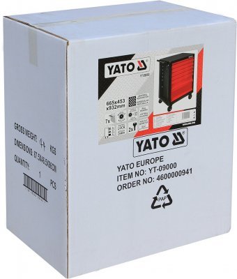 Yato Skříňka dílenská pojízdná 7 zásuvek černo/červená YT-09000