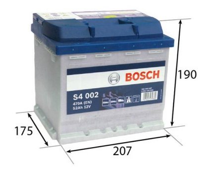 Startovací baterie BOSCH S4 12V 52Ah/470A