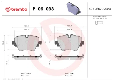 Komplet kočnih obloga, disk kočnica BREMBO PRIME LINE P 06 093