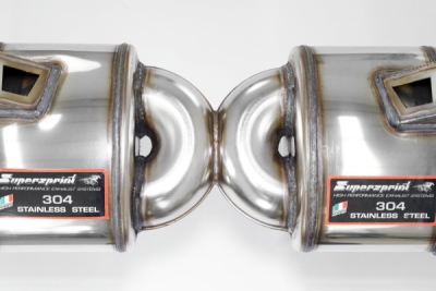Zadní díl výfuku, typ "Racing" pravá - levá 4 výstupy - nahrazuje hlavní katalyzátor - lze nainstalovat na originální koncovky – 19,0 Kg Supersprint 768334