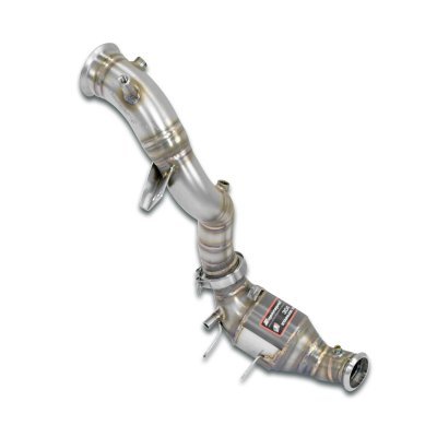 Pravý downpipe s metalickým katalyzátorem (nahrazuje pre-kat + OPF) s přírubami pro senzory Supersprint 725361
