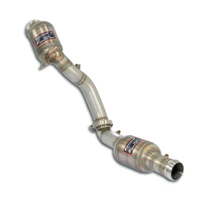 Pravý downpipe s dvěma metalickými katalyzátory a přírubami pro senzory Supersprint 724871