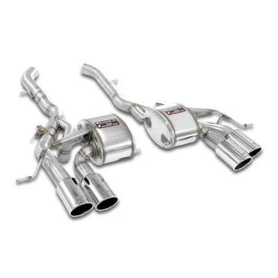Sada zadních tlumičů s klapkou, pravá ∅100 mm + levá ∅100 mm, Silver tips (chromové koncovky) Supersprint 526026