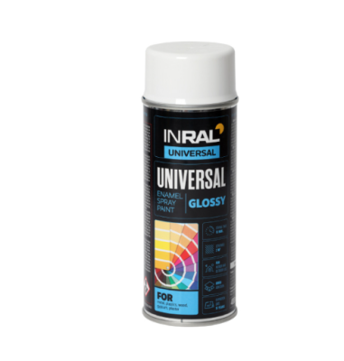 Dažai aerozol. balti matiniai RAL9003, 03 INRAL UNIVERSAL, 400ml
