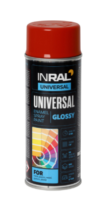 Dažai aerozol. raudoni RAL3002, 24 INRAL UNIVERSAL, 400ml