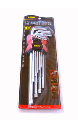 6-kampių strypų raktų rinkinys, TORX, 9 vnt., Leiyu, CHQ