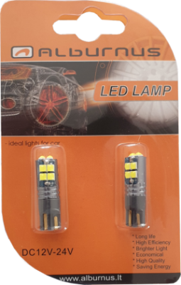 LEMPUTĖS W5W T10 LED 10SMD CANBUS 12-24V (2VNT)