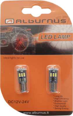 LEMPUTĖS W5W T10 LED 9SMD CANBUS 12-24V (2VNT)