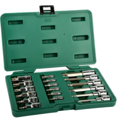 1/4"+1/2" Galvučių su antgaliais rinkinys 18vnt.,TORX