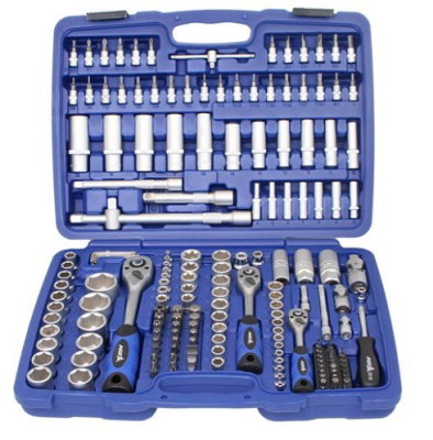 Galvučių ir antgalių rinkinys su terkšlėm, 1/2″+3/8″+1/2″ 179vnt.