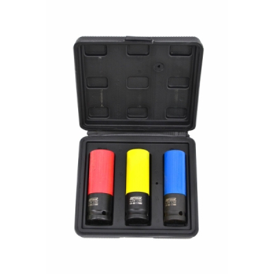 Smūginių galvučių rinkinys aliuminio ratlankiams AWTOOLS Black Line, 17-19-21 mm, 3 vnt. (AW38651BL)
