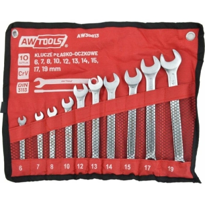 Kombinuotų raktų rinkinys AWTOOLS, 6-19 mm, 10 vnt. (AW39813)