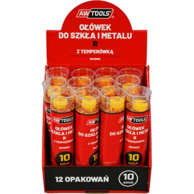 Stiklo ir metalo pieštukų rinkinys su drožtuku AWTools AW29602, 10 vnt.