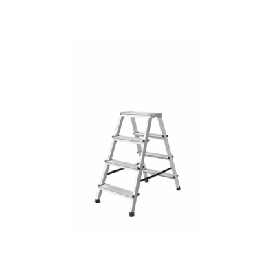 Dvipusės aliumininės buitinės kopėčios-taburetė AWTools AW23004 (2x4 pakopos / 125 kg)