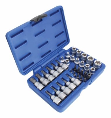 TORX ir E-TORX galvučių bei bitų komplektas ASTA A-TXSET34, 3/8", 34 dalių