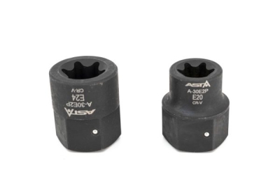 Smūginių galvučių Torx-E rinkinys E20 ir E24, 30 mm (ASTA A-30E2P)