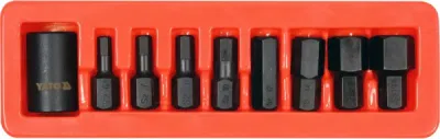 Smūginių šešiakampių (HEX) antgalių rinkinys 1/2" YATO YT-10662 (9 vnt.)