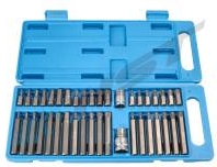 Profesionalus antgalių (bitų) rinkinys 40 dalių (HEX, SPLINE, TORX) metalinėje dėžutėje – HST HST700