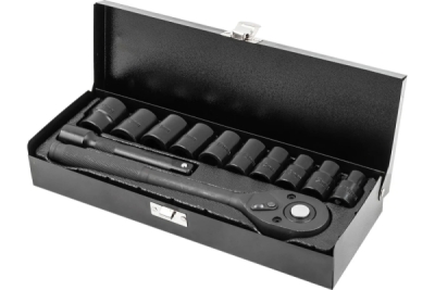 Smūginių įrankių rinkinys, Forsage,12 dalių, 1/2" (6-kampės) galvutės, 10-24 mm, su smūginiu raktu ir prailgintuvu