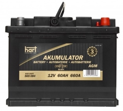 Autobaterie Hart, 12V, 60AH 660A AGM /P+/ PREMIUM