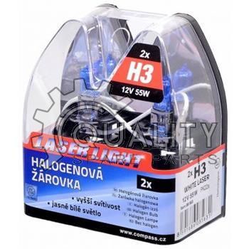 Žárovka 12V H3 55W 2ks WHITE LASER COMPASS 08563