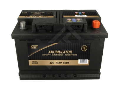Autobaterie Hart, 12V, 74AH 680A 278X175X190/P+/, HART 564 505