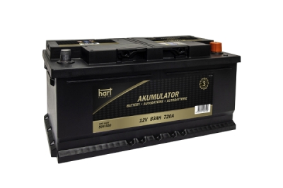 Autobaterie Hart, 12V, 83AH 720A 353X175X175/P+/, HART 564 500