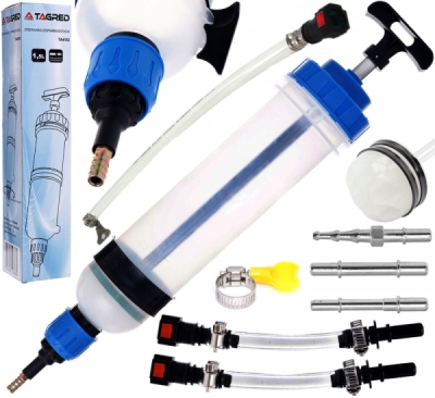TA4153 - Ruční maznička, sací čerpadlo, extraktor, olejová stříkačka TAGRED + adaptéry + rychlospojky 1500ml