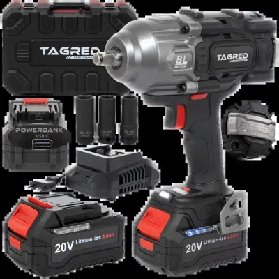 TA8000 - akumulátorový rázový utahovák TAGRED TA8000, 2 x 20V 4Ah 1898Nm baterie pro kola 1/2"
