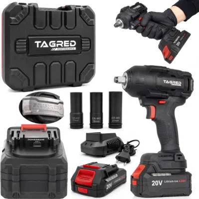 TA8023 - TAGRED TA8023 bezkartáčový akumulátorový rázový utahovák, 2 baterie 20V 4+2Ah 1000Nm pro kola 1/2''