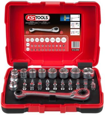 KS TOOLS Sada hlavic a bitov s račňou 918.3050