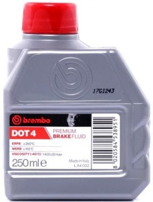 BREMBO Brzdová kvapalina PRIME LINE - DOT 4 LV, L A4 202, 250ML