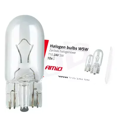 AMiO Halogénové žiarovky W5W T10 5W W2.1x9.5d 24V 10ks