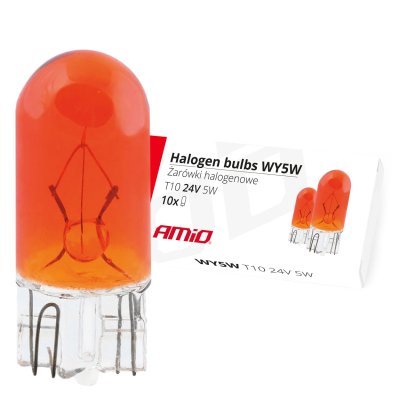AMiO Halogénové žiarovky WY5W T10 5W W2.1x9.5d AMBER 24V 10ks