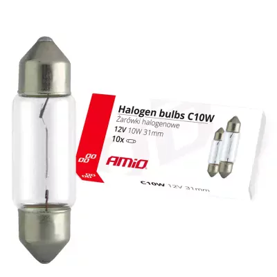 AMiO Halogénové žiarovky C10W Festoon 31mm 12V 10ks