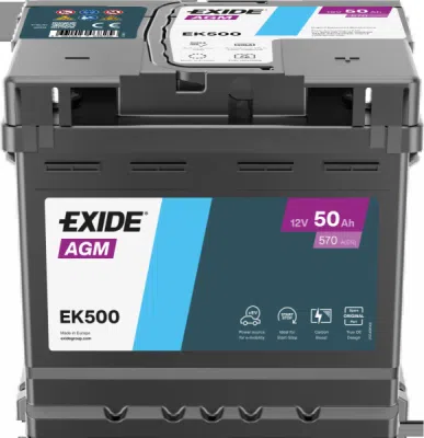 EXIDE Autobatéria AGM, 50Ah, 12V, EK500
