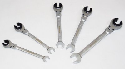 Očkoploché kloubové klíče s ráčnou na převlečné matice, 10 - 17 mm, 5 ks - QUATROS QS50200