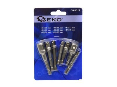 Adaptéry na gola hlavice do vrtačky, čtyřhran 1/4", 3/8", 1/2", sada 8 ks