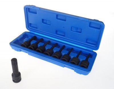 Sada zástrčných úderových hlavic XZN, 1/2", M4 - M16, 9 kusů - QUATROS QS50010